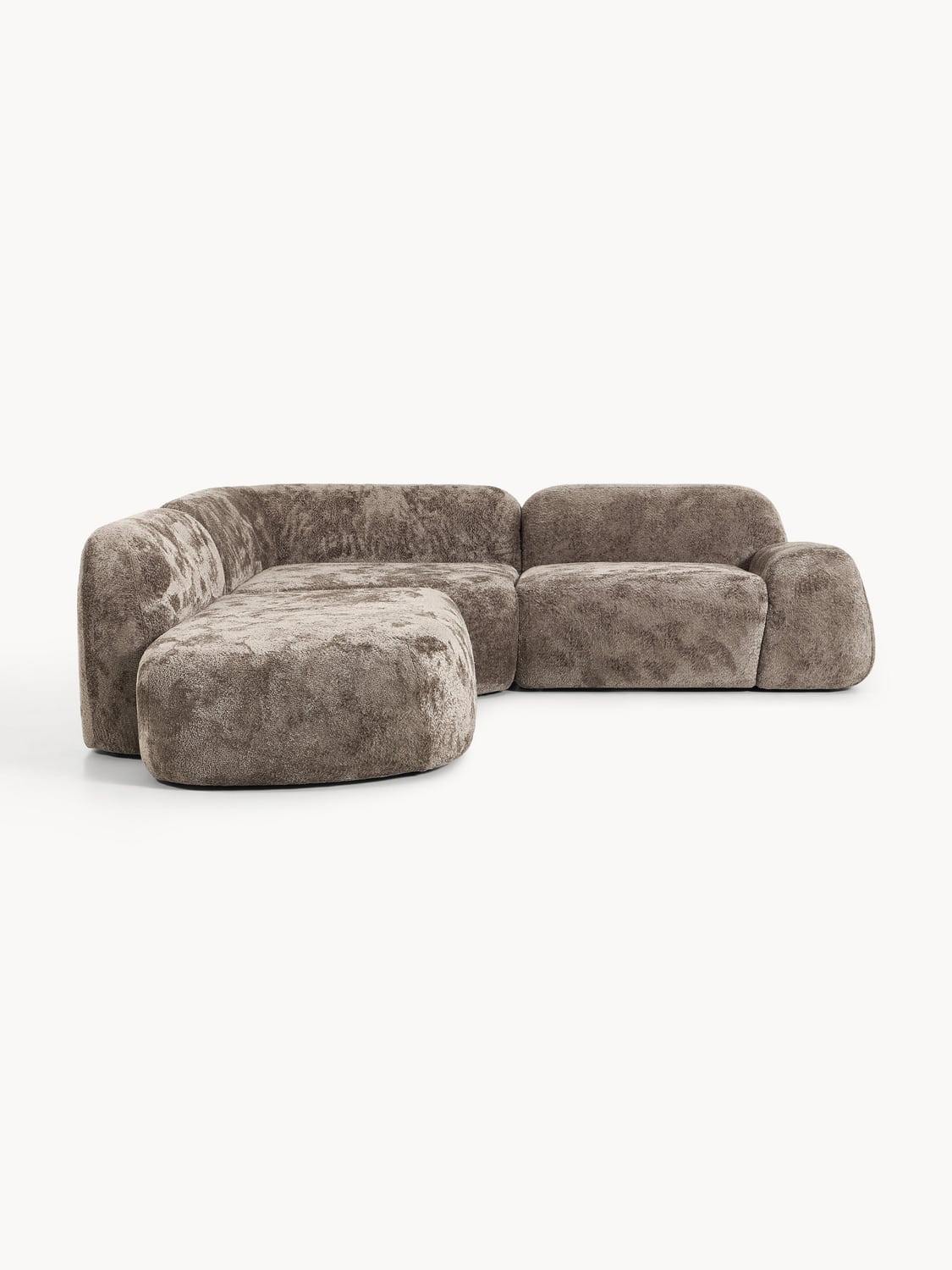 Wolke Modular Teddy Bouclé Corner Sofa (4-seater) with Chaise Longue — Taupe