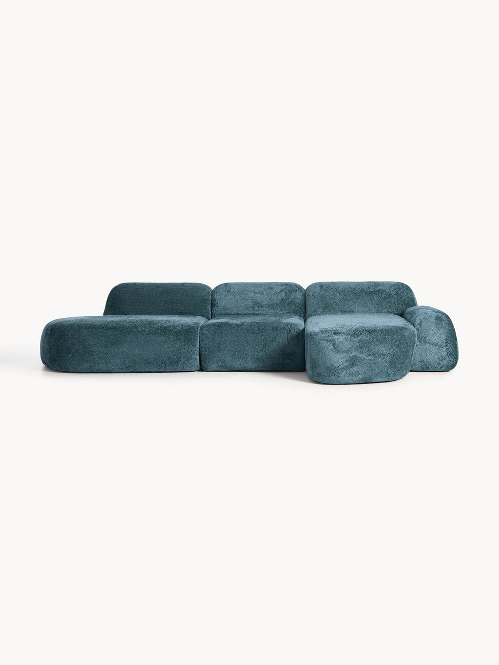 Wolke Modular Teddy Bouclé Corner Sofa (4-seater) with Chaise Longue — Teal