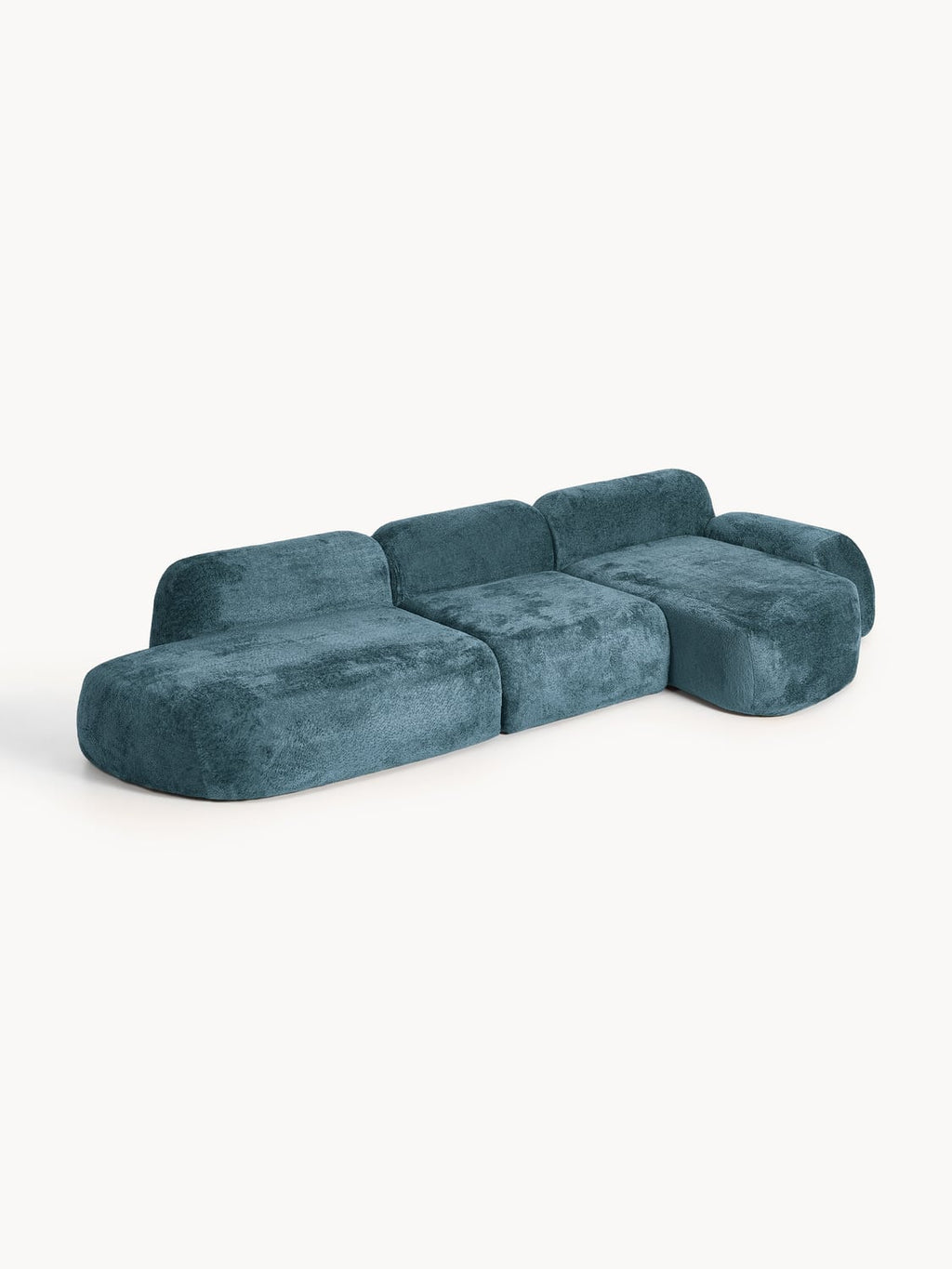 Wolke Modular Teddy Bouclé Corner Sofa (4-seater) with Chaise Longue — Teal
