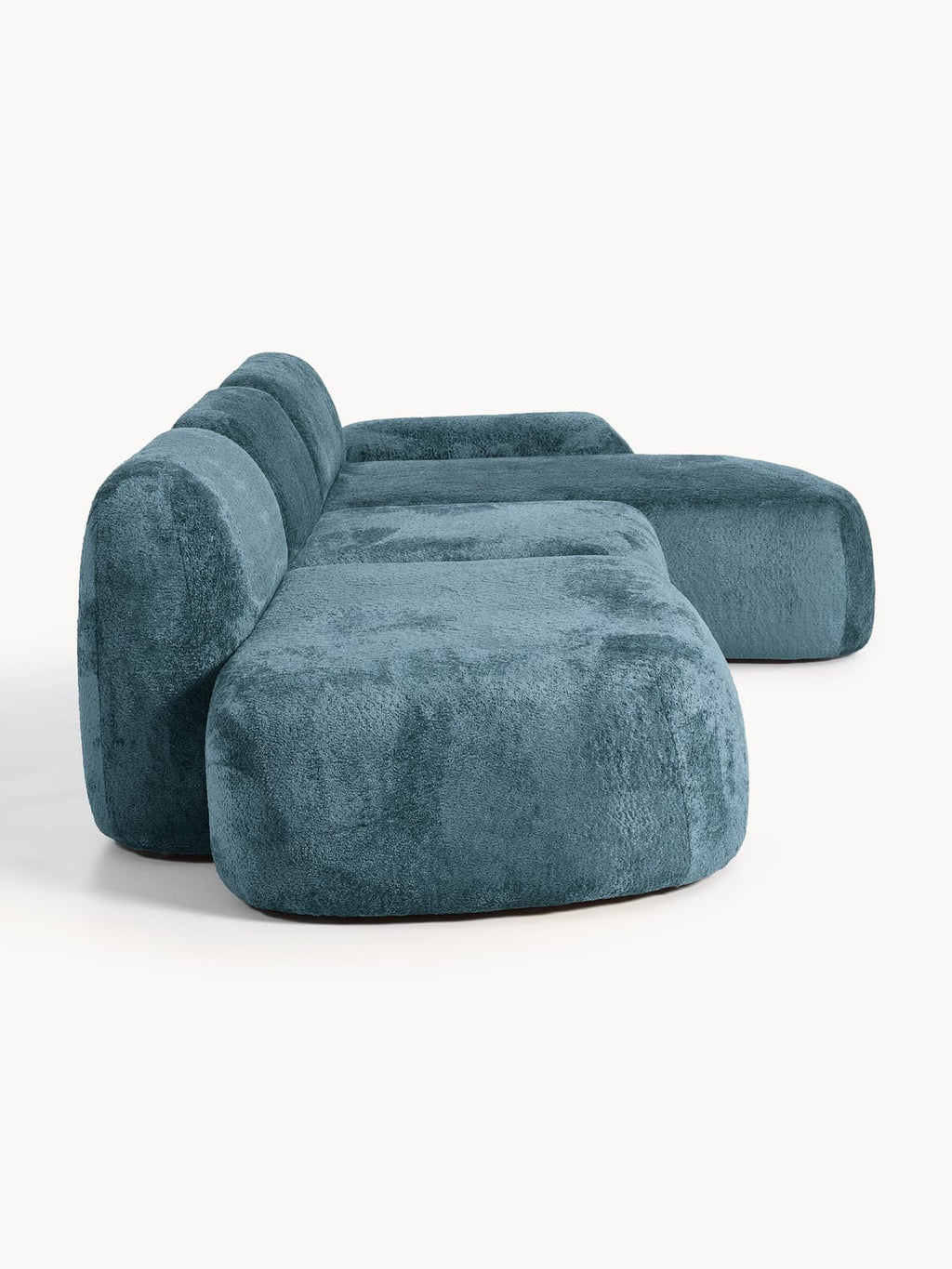 Wolke Modular Teddy Bouclé Corner Sofa (4-seater) with Chaise Longue — Teal