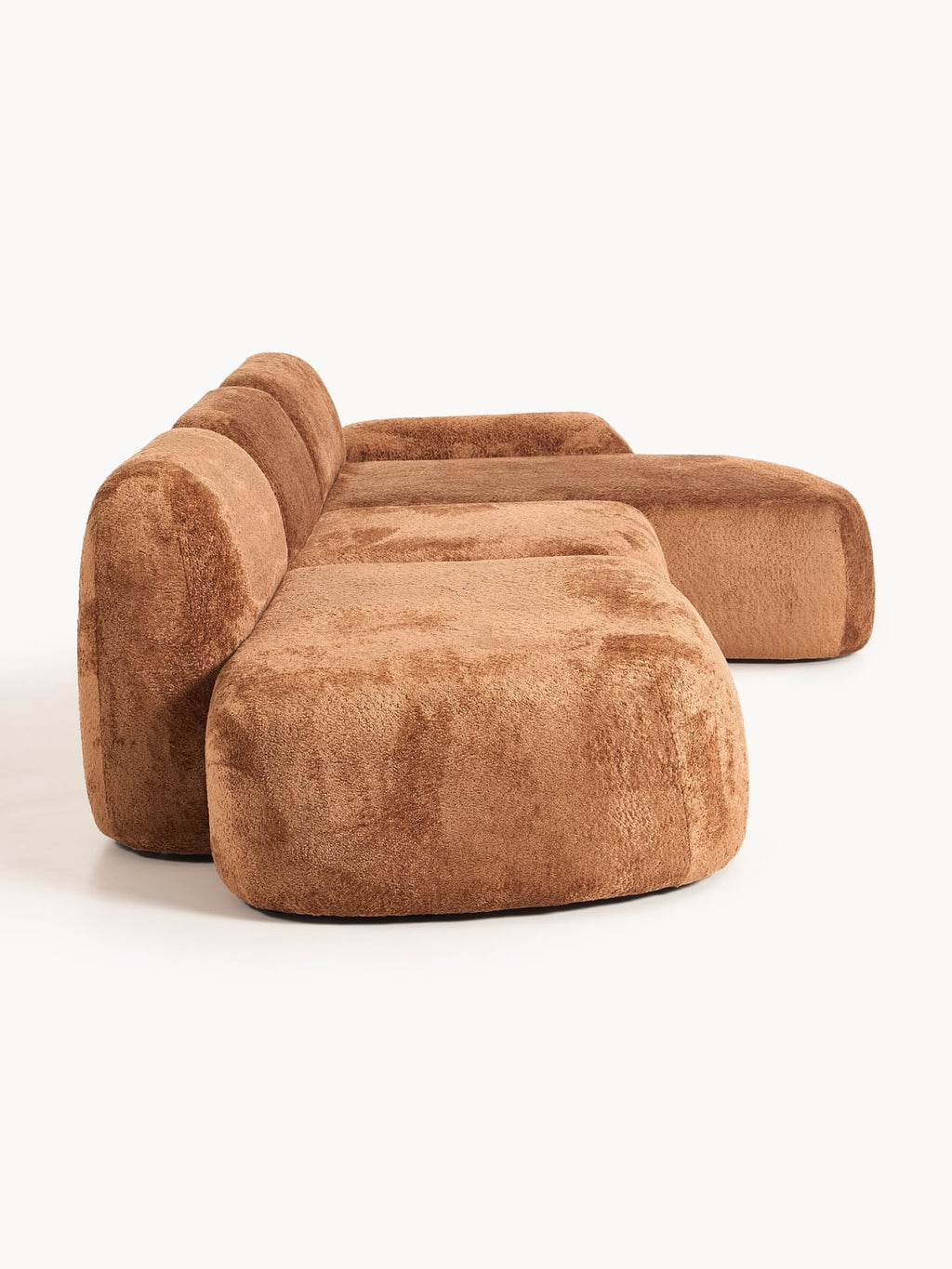 Wolke Modular Teddy Bouclé Corner Sofa (4-seater) with Chaise Longue — Terracotta