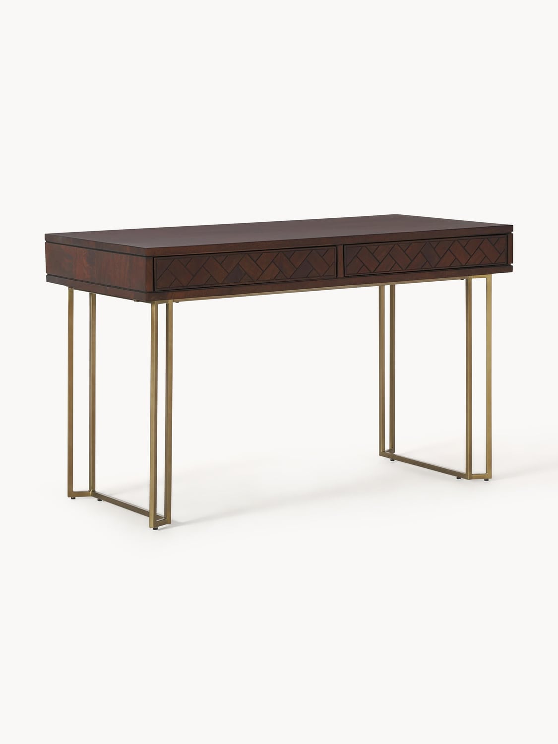 Luca Desk in Mango Wood with Herringbone Pattern