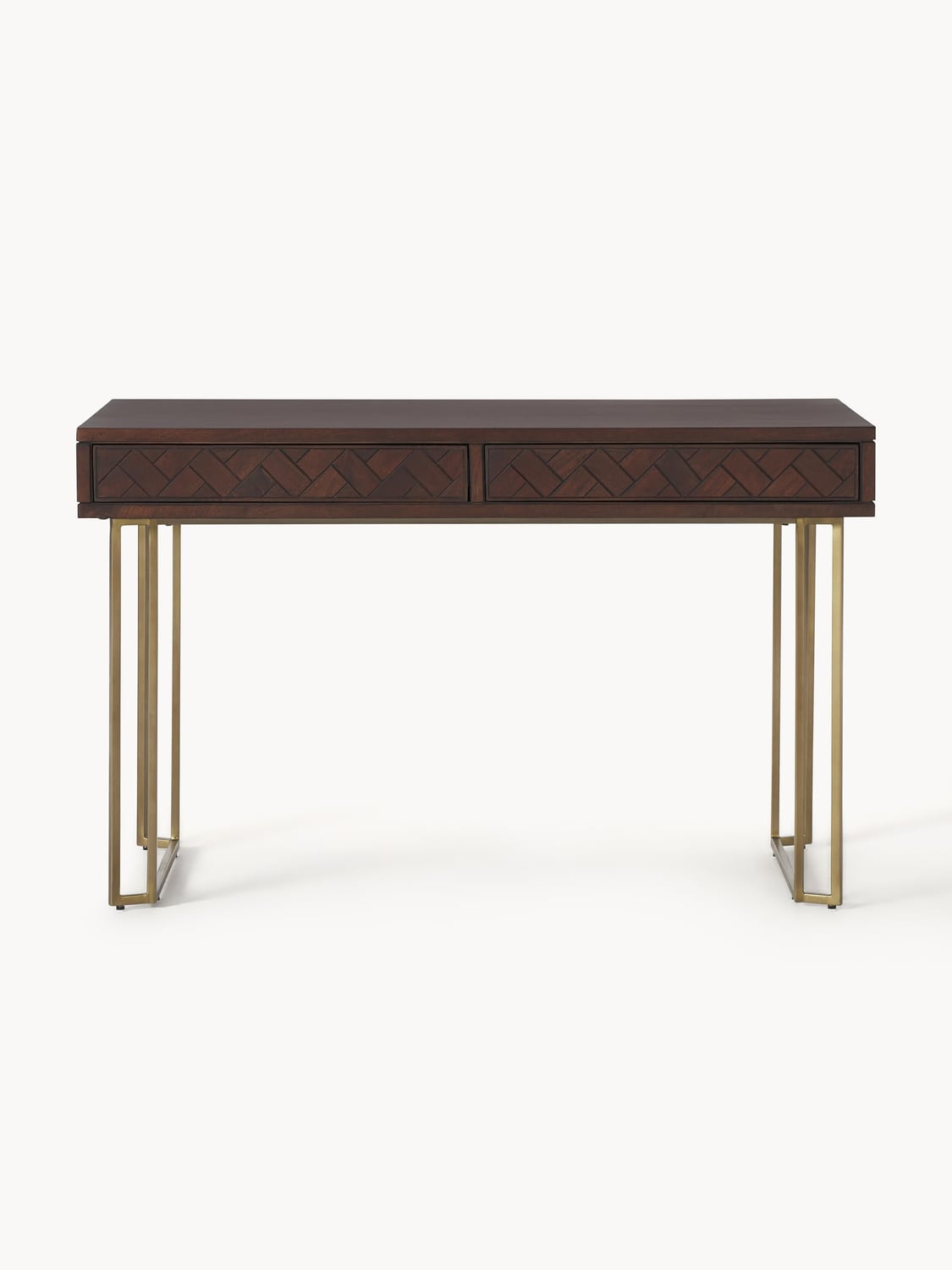 Luca Desk in Mango Wood with Herringbone Pattern