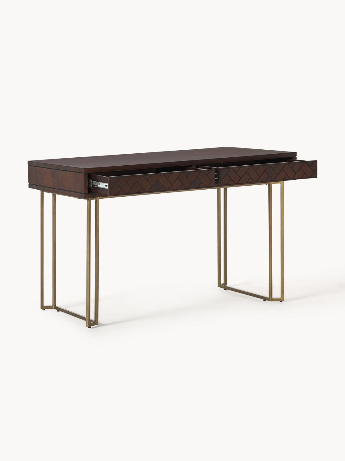 Luca Desk in Mango Wood with Herringbone Pattern