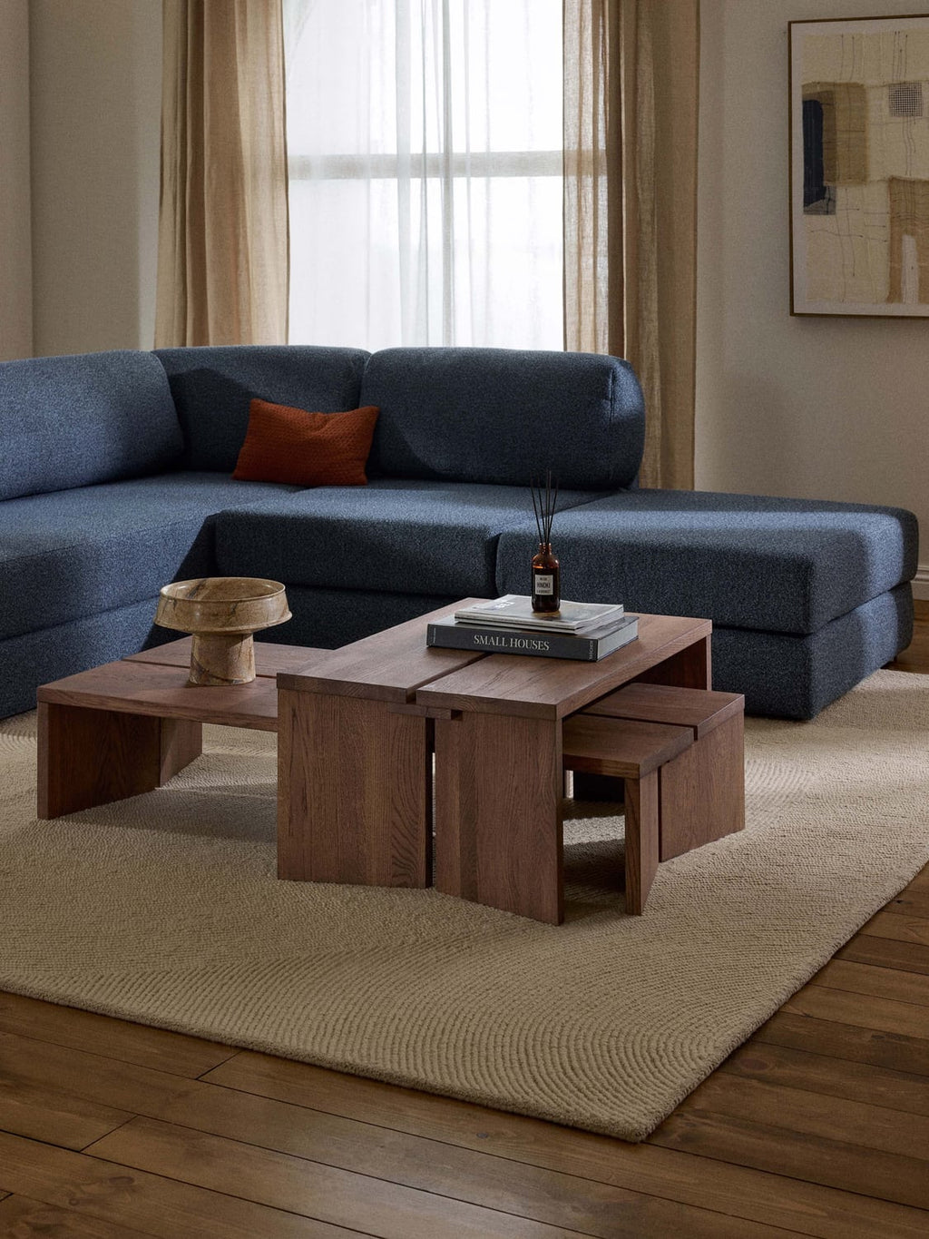 Amad Coffee Tables in Oak, set of 2 — Taupe