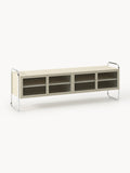 Robyn Metal-Lowboard with Glass-Front — Warm Grey