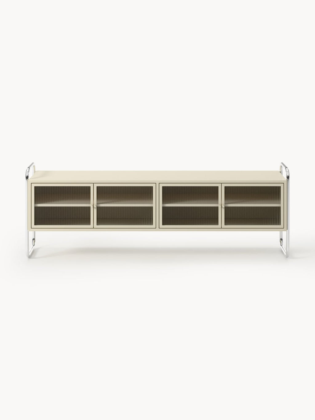 Robyn Metal-Lowboard with Glass-Front — Warm Grey