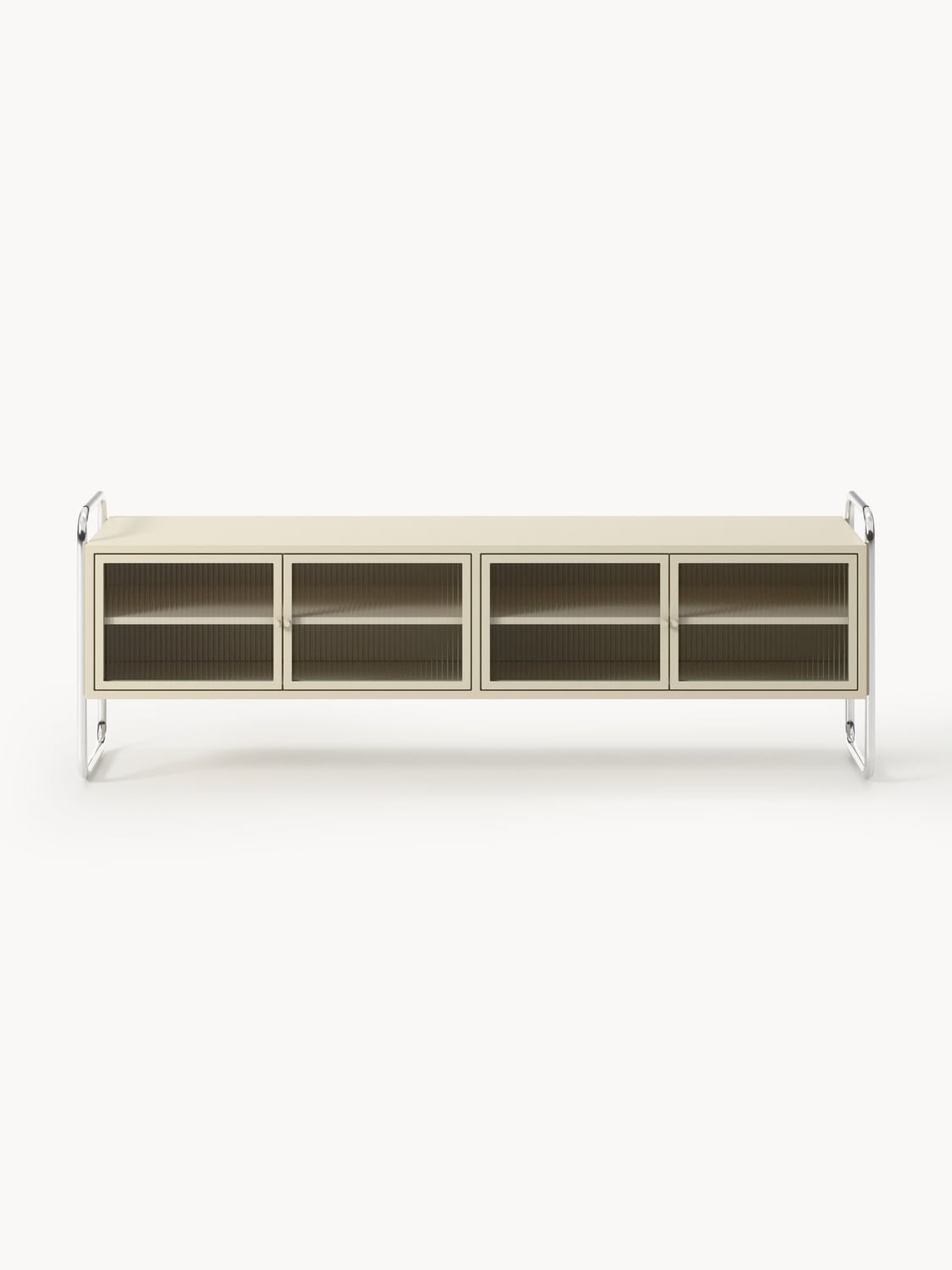 Robyn Metal-Lowboard with Glass-Front — Warm Grey