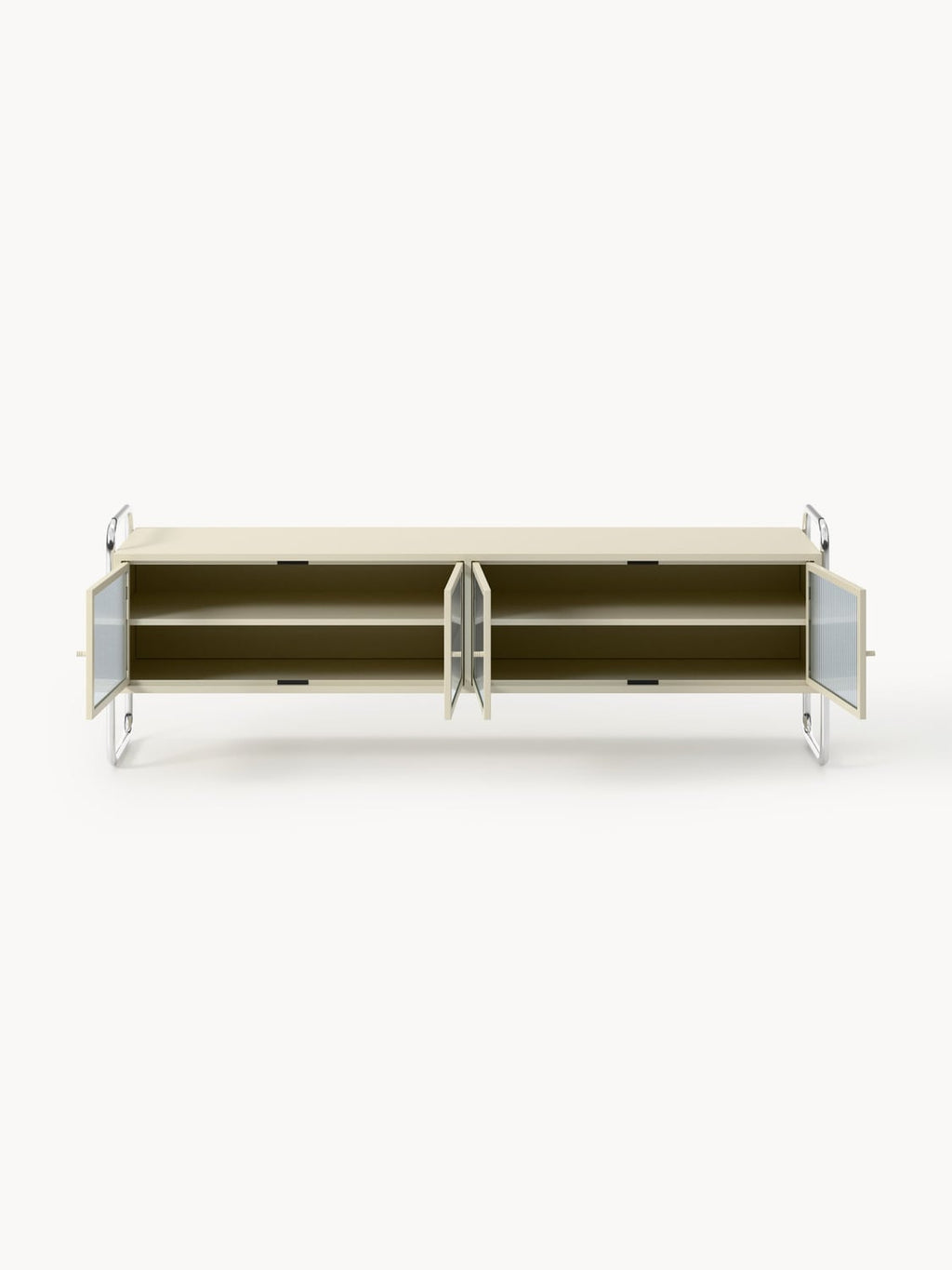 Robyn Metal-Lowboard with Glass-Front — Warm Grey