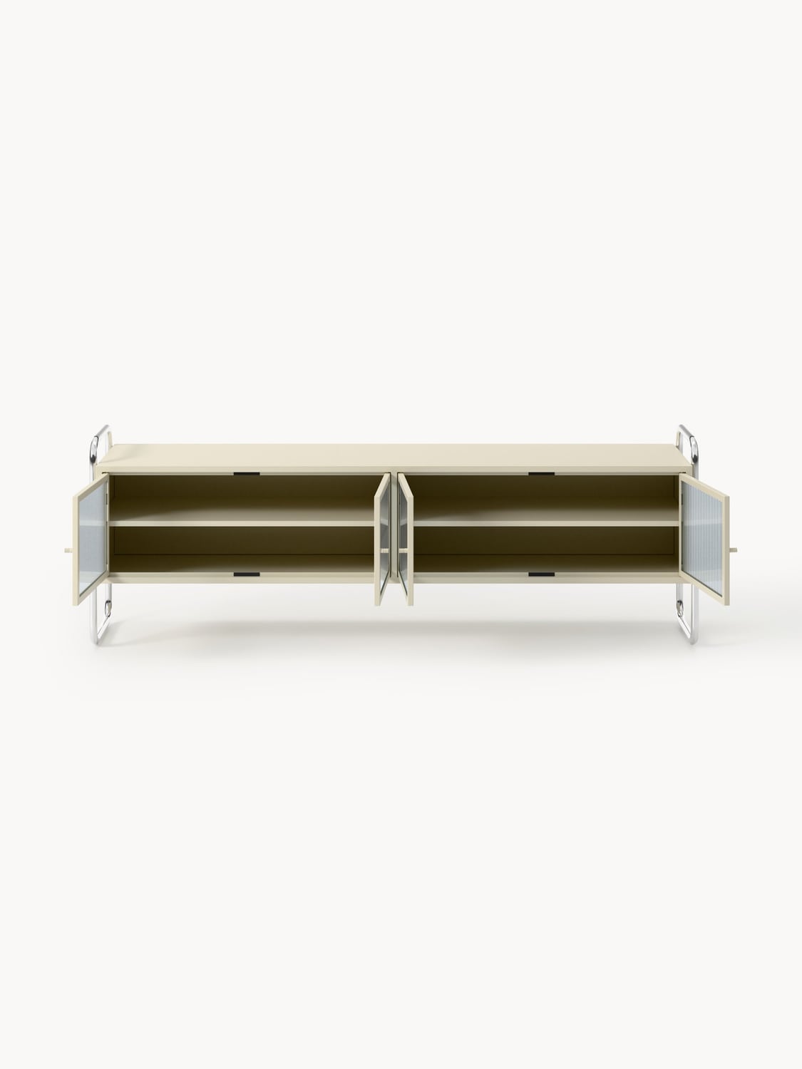 Robyn Metal-Lowboard with Glass-Front — Warm Grey