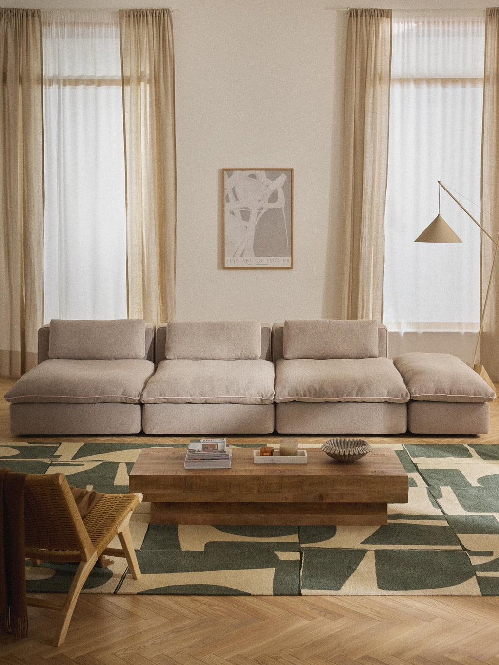 Felix Modular XL Sofa (3-seater) with Ottoman — Oatmeal