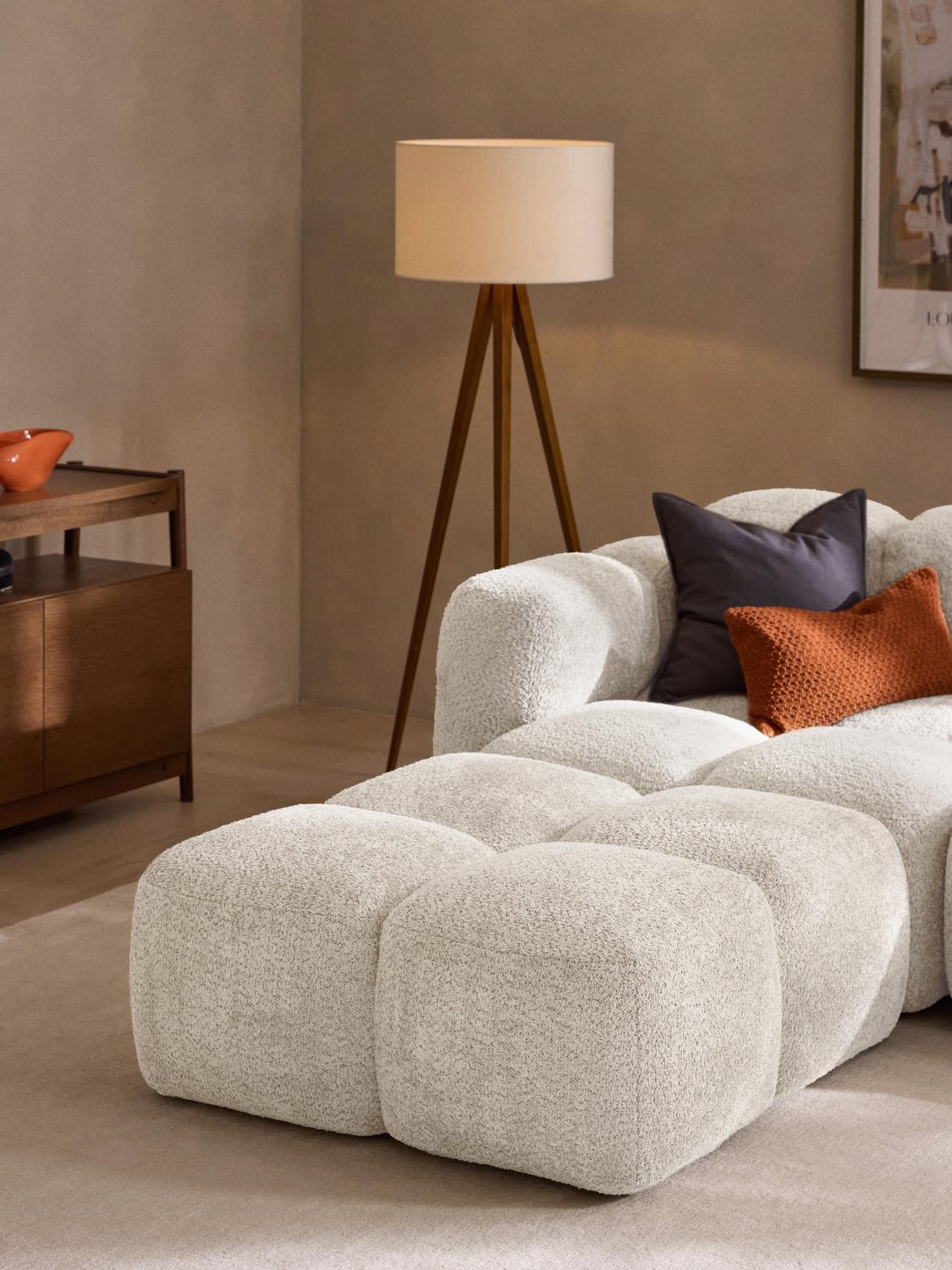 Tayla Sofa Ottoman in Teddy Bouclé — Off-White