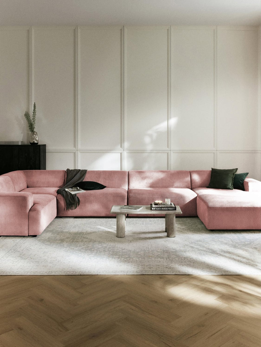 Melva XL Corduroy-Sofa — Pink