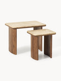 Chandler Side Tables in Oak with Travertine Top, set of 2