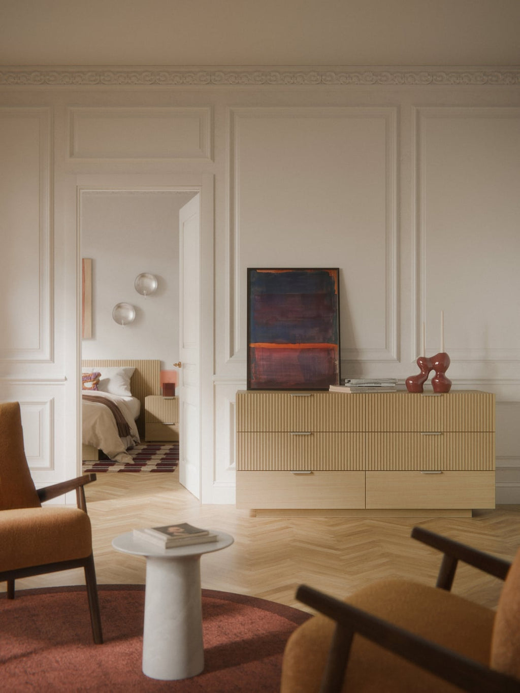 Sato Wood-Chest of Drawers — Warm Grey