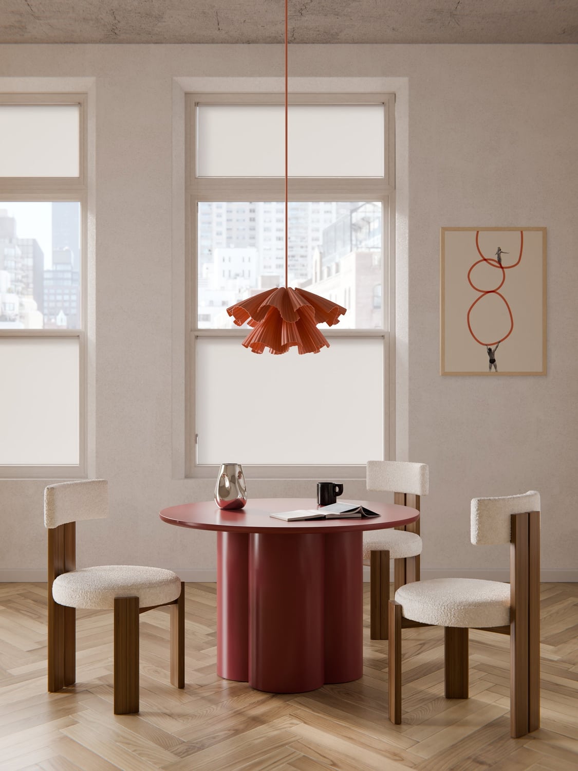Keva Round Dining Table, Ø 120 cm — Burgundy