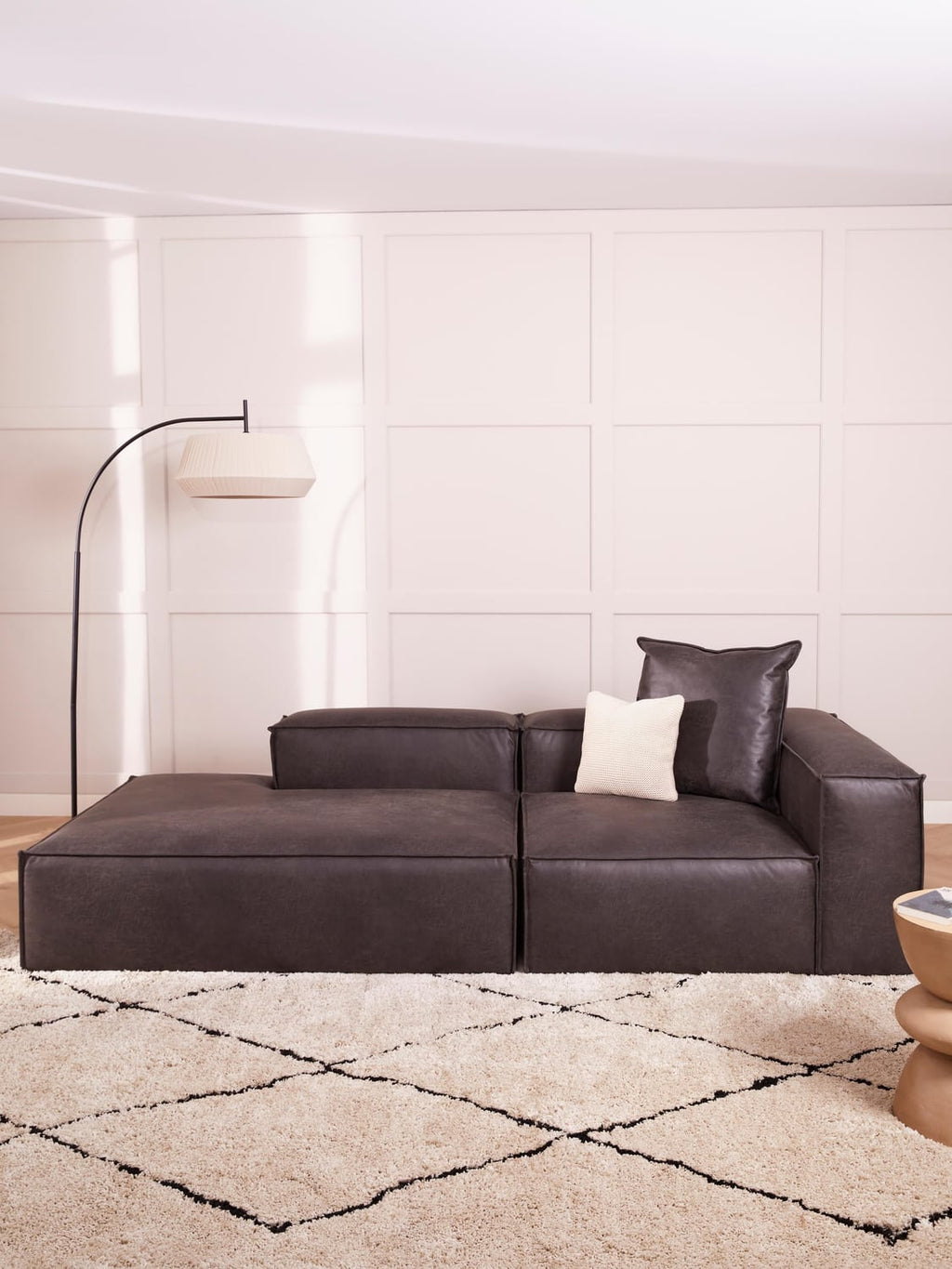 Lennon Modular Ottoman in Leather — Anthracite