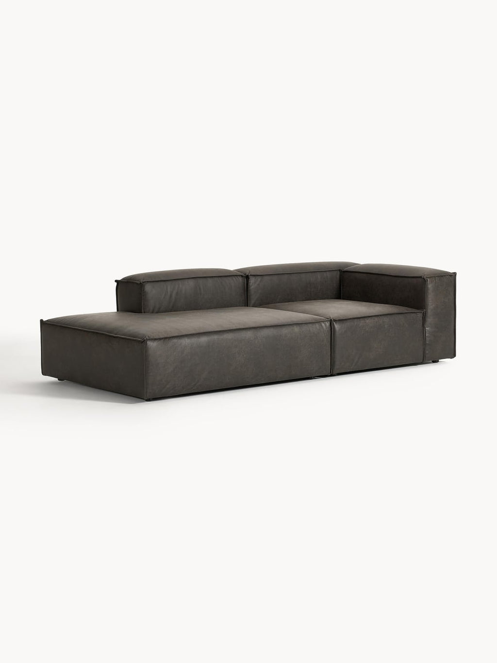 Lennon Modular Ottoman in Leather — Anthracite