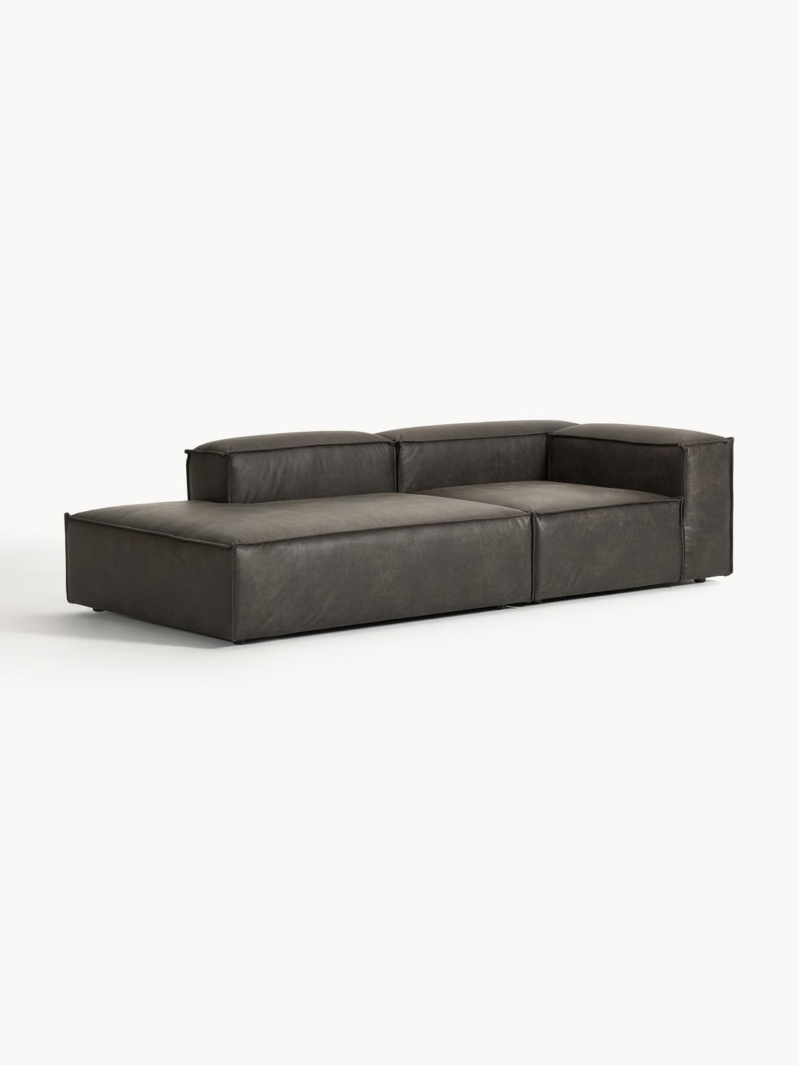 Lennon Modular Ottoman in Leather — Anthracite
