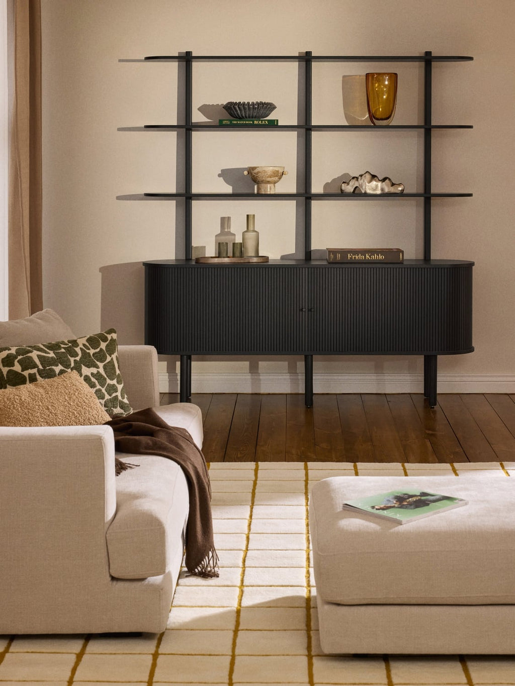 Calary Large Shelving Unit with Fluted Front — Anthracite