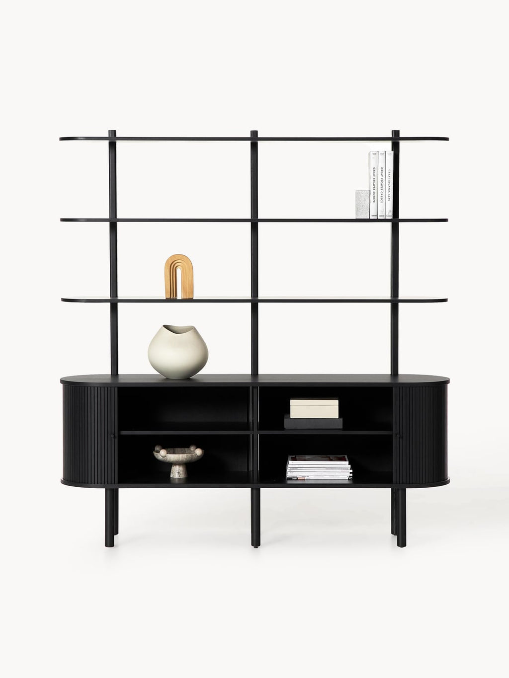 Calary Large Shelving Unit with Fluted Front — Anthracite