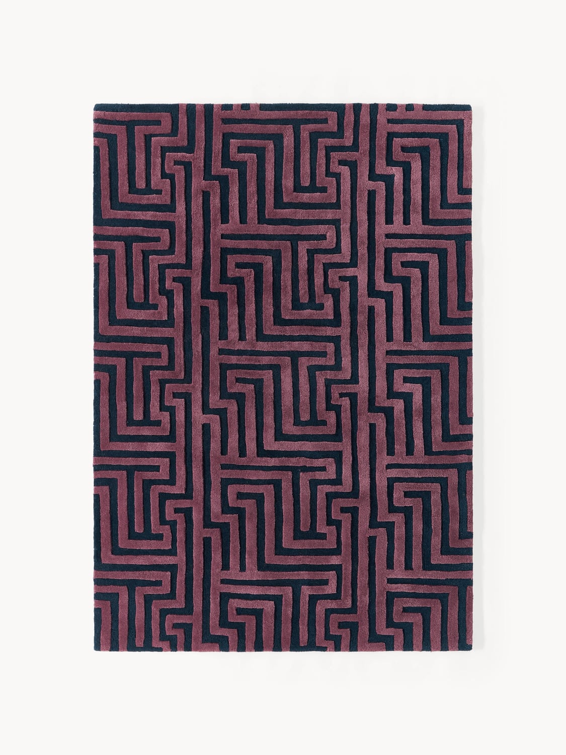 Monty Hand-Tufted Wool Rug with Raised High-Low-Texture — Charcoal