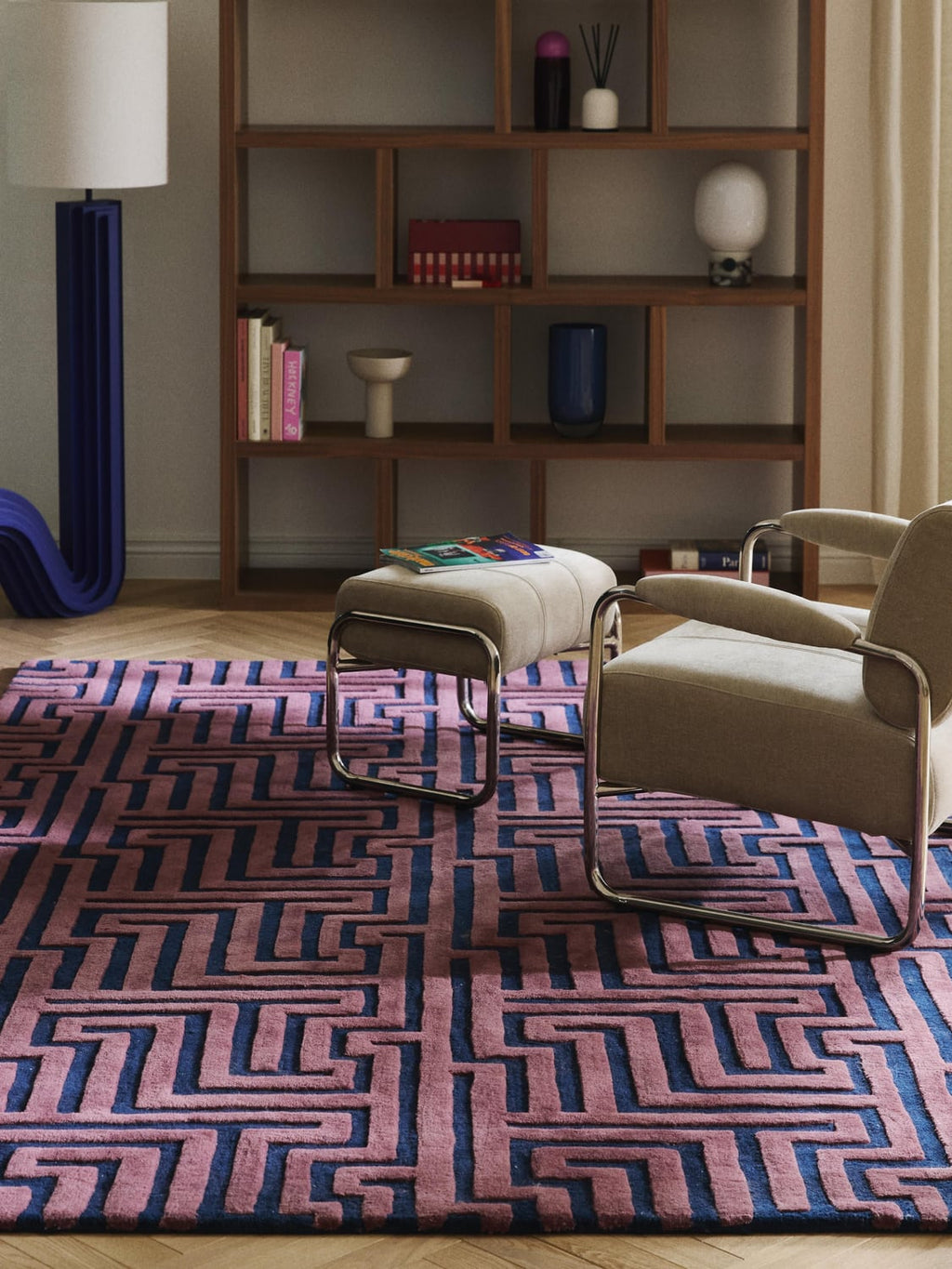 Monty Hand-Tufted Wool Rug with Raised High-Low-Texture — Charcoal