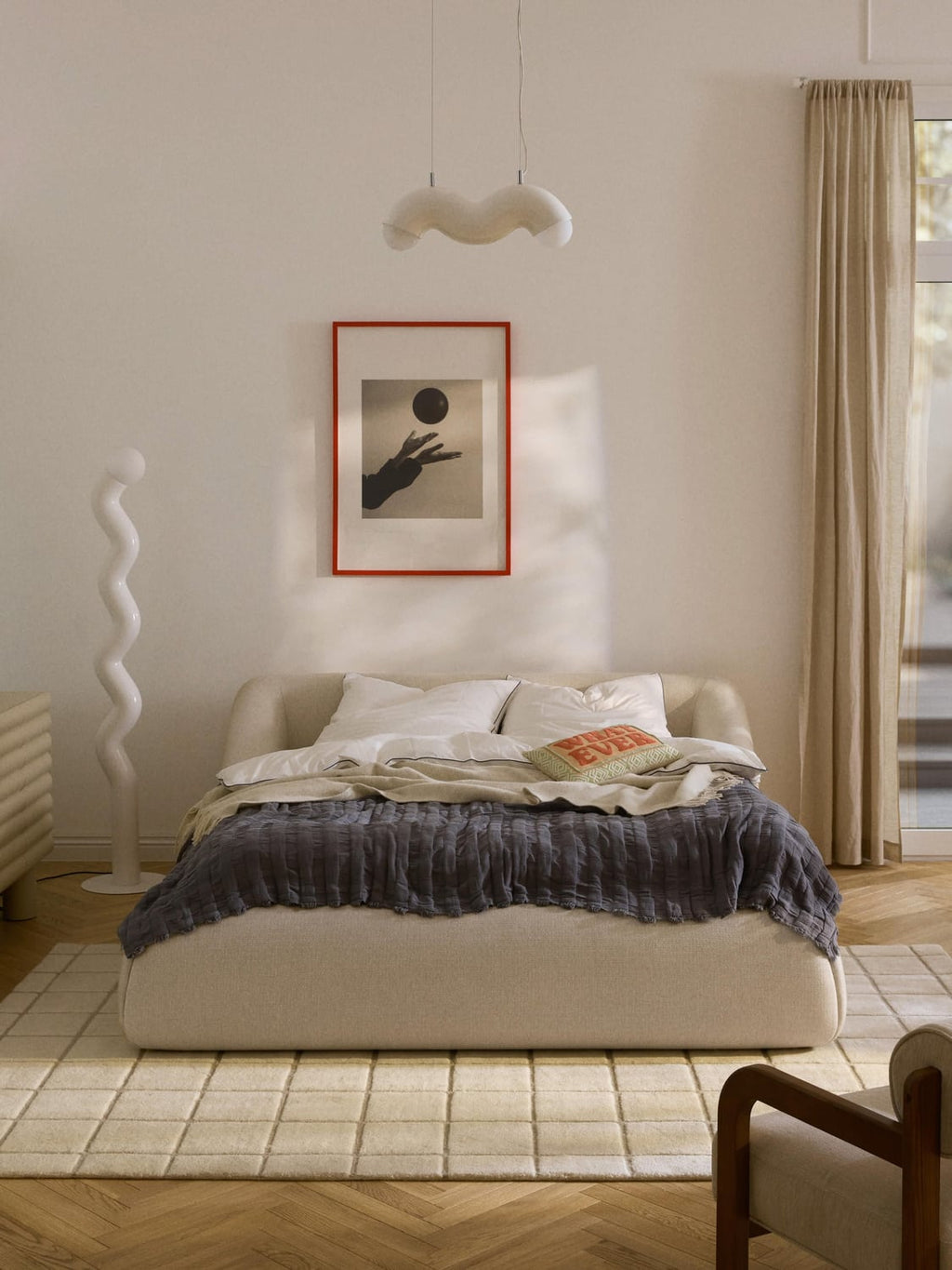 Sofia Upholstered Bed — Beige