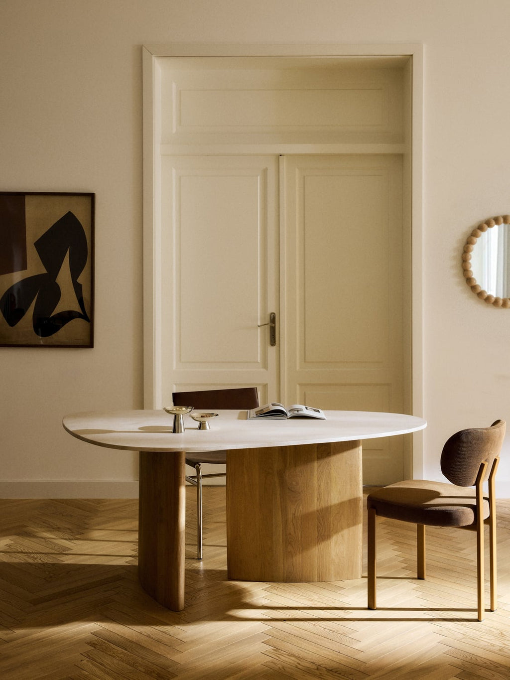 Meadow Organic Dining Table with Marble Top, in various sizes
