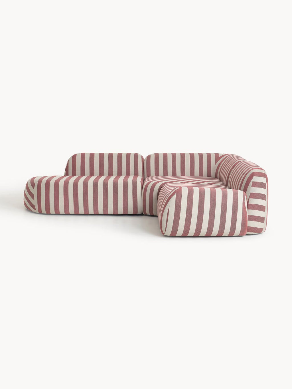 Wolke Modular Striped Corner Sofa (4-seater) with Chaise Longue — Greige