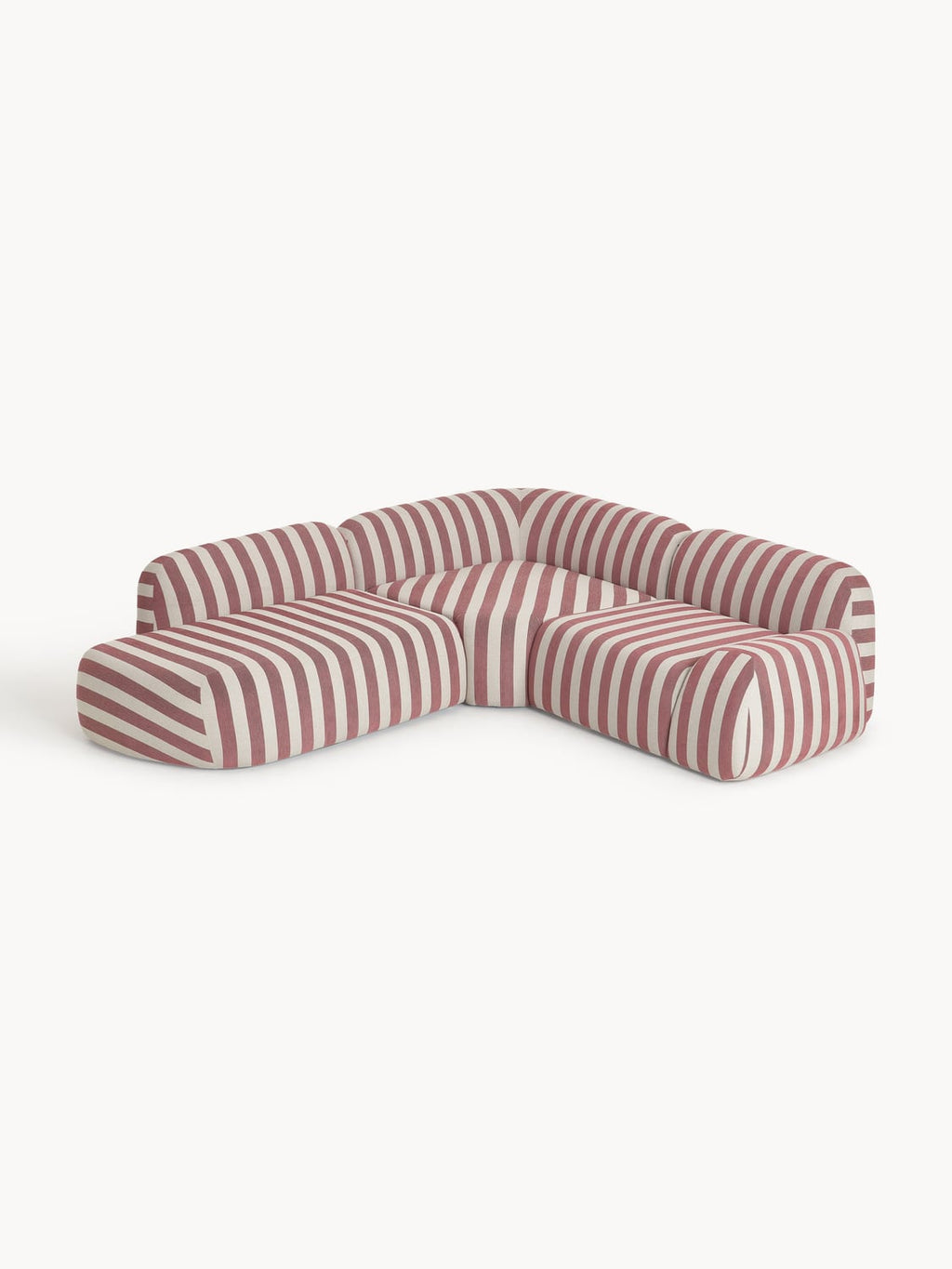 Wolke Modular Striped Corner Sofa (4-seater) with Chaise Longue — Greige