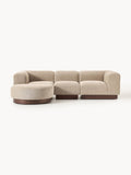 Natalie Modular Sofa (3-seater) in Teddy Bouclé with Ottoman (left/right) — Warm Grey