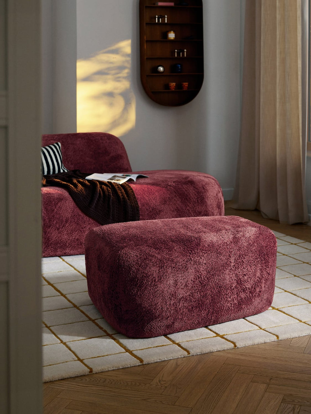 Wolke Large Ottoman in Teddy Bouclé — Brown
