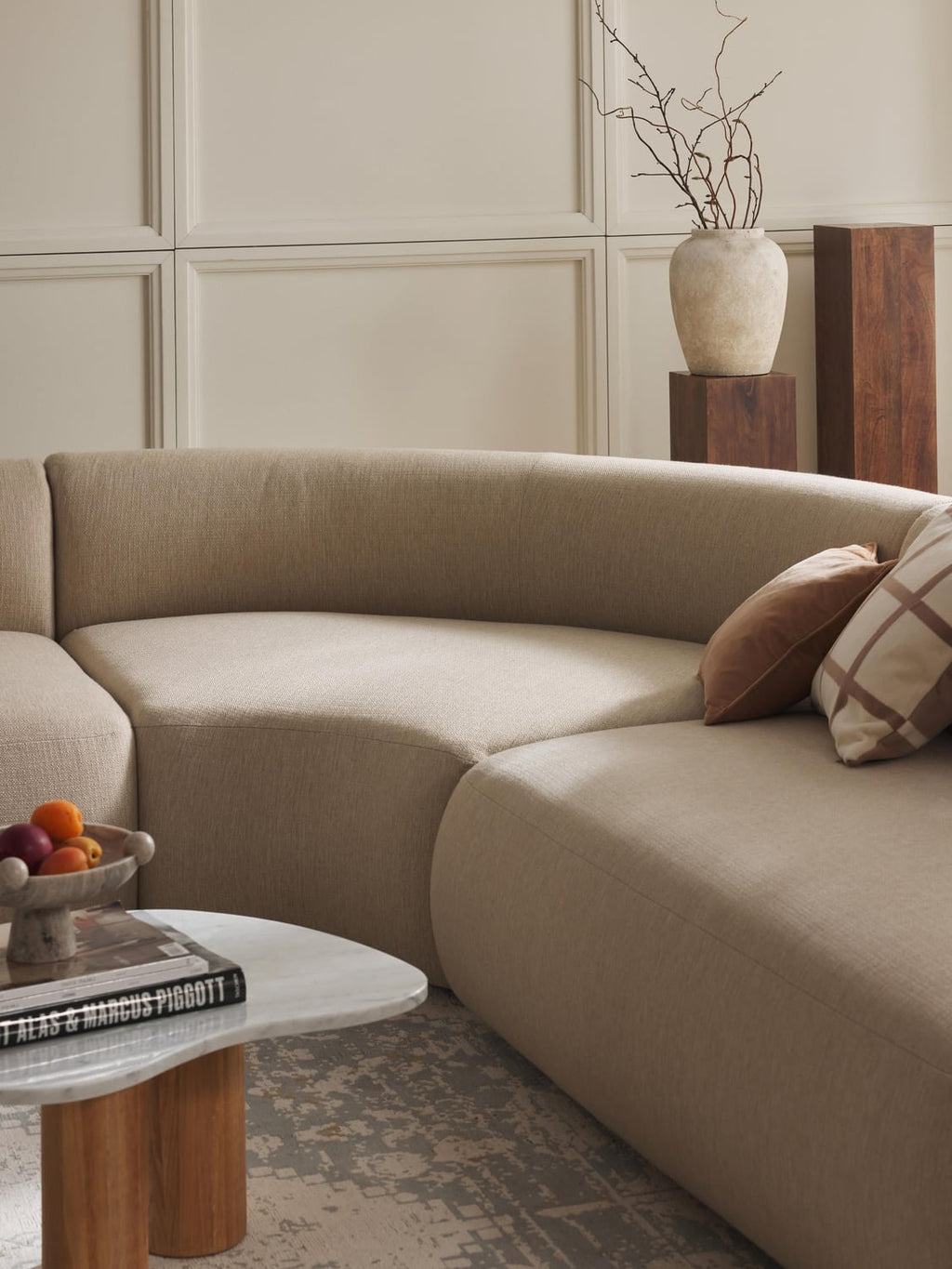 Sofia Round Corner Module — Oatmeal