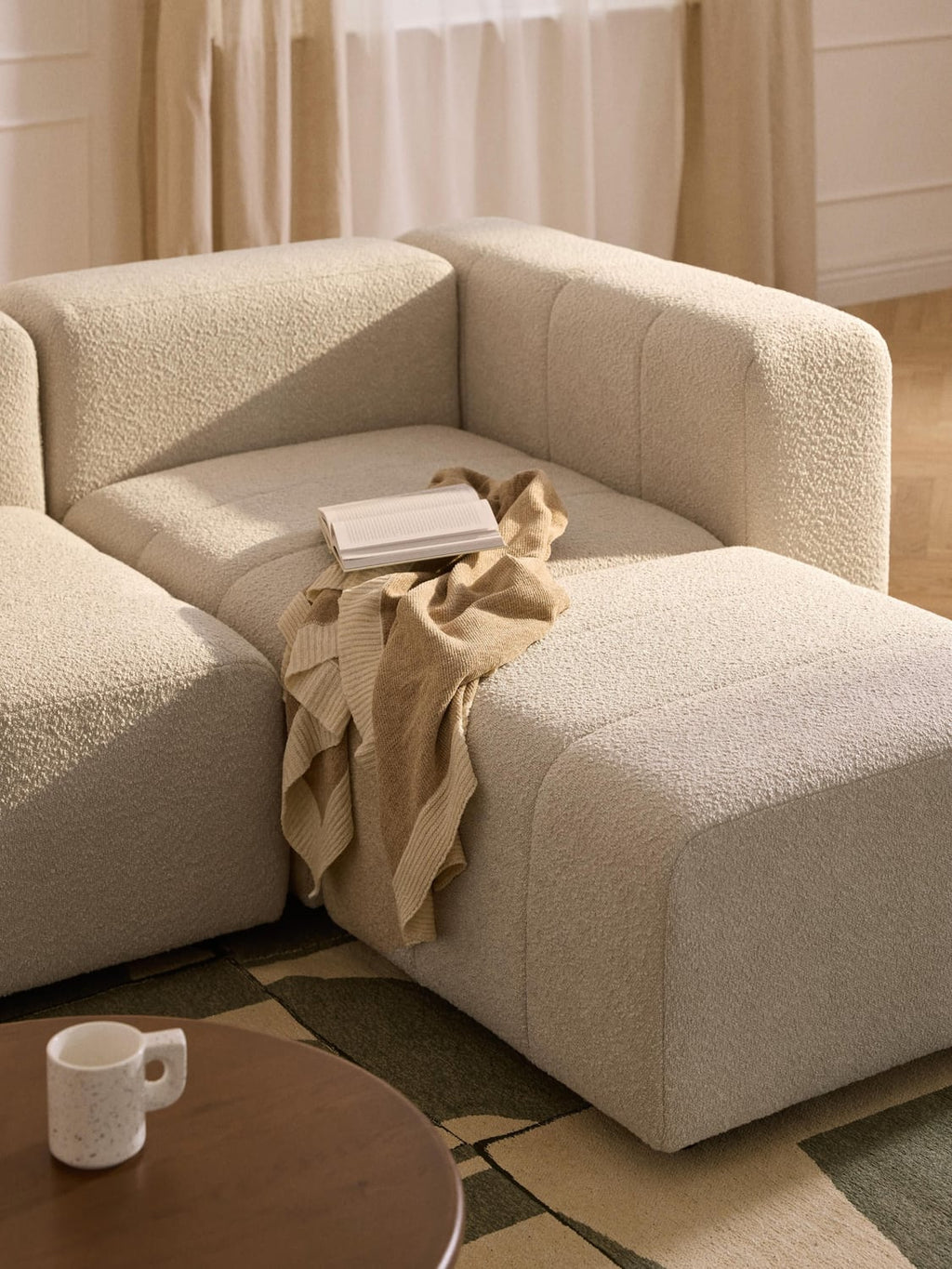 Lena Bouclé Corner Module — Oatmeal