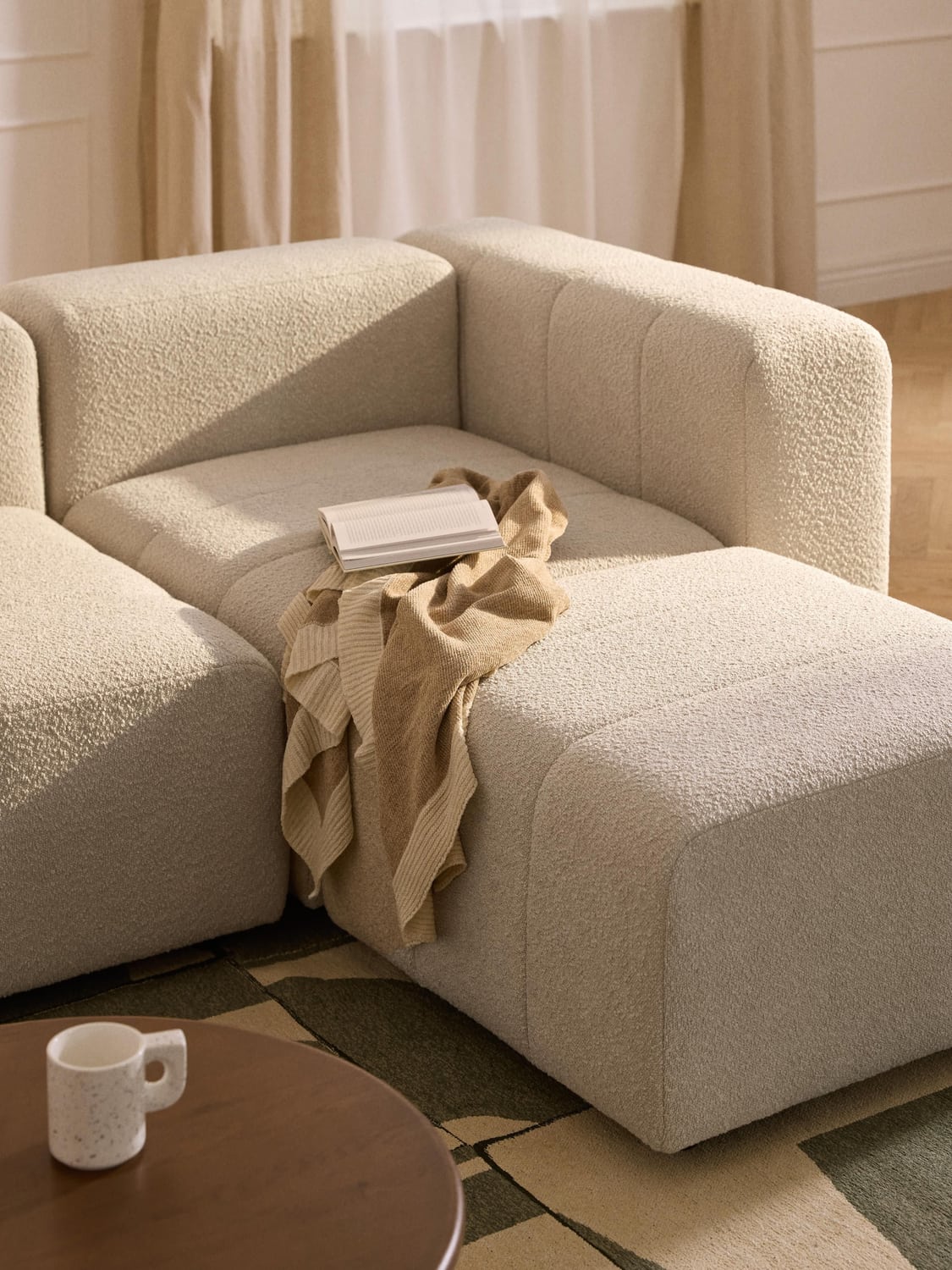 Lena Bouclé Corner Module — Oatmeal