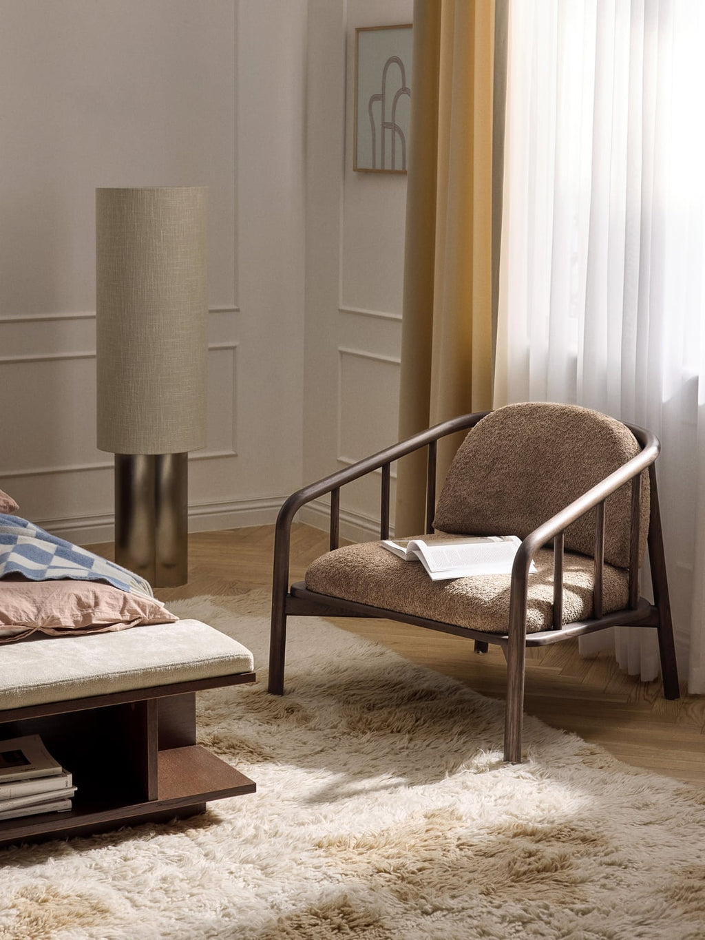 Balin Lounge Chair in Ash with Teddy Upholstery — Taupe