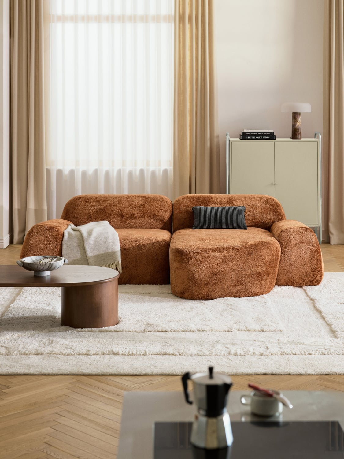 Wolke Modular Teddy Bouclé Corner Sofa (3-seater) — Camel