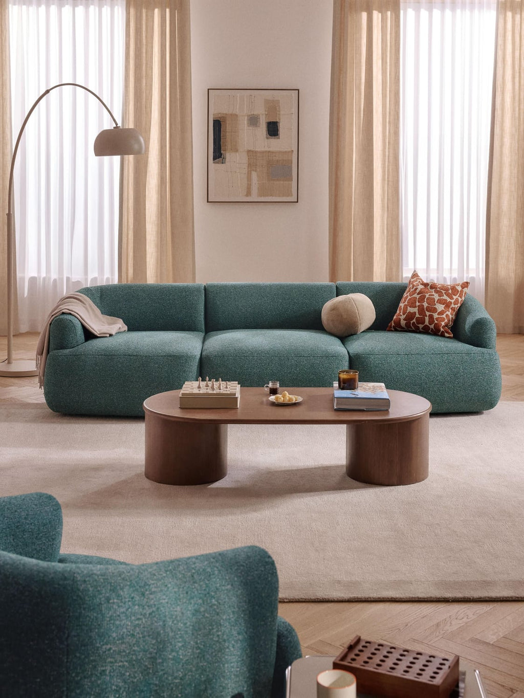 Sofia Modular Bouclé Sofa (3-seater) — Teal