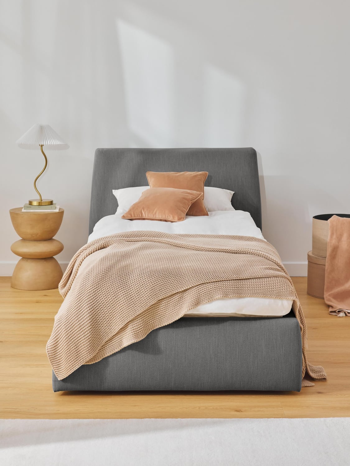 Cloud Single Bed with Storage — Sage