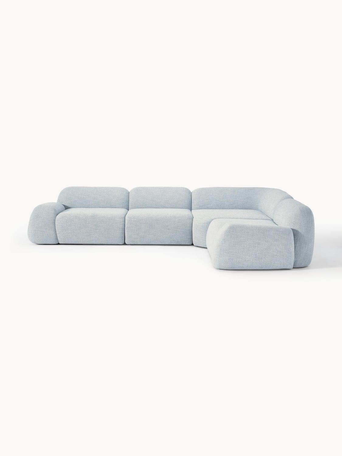 Wolke Modular Bouclé Corner Sofa (4-seater) — Light Grey