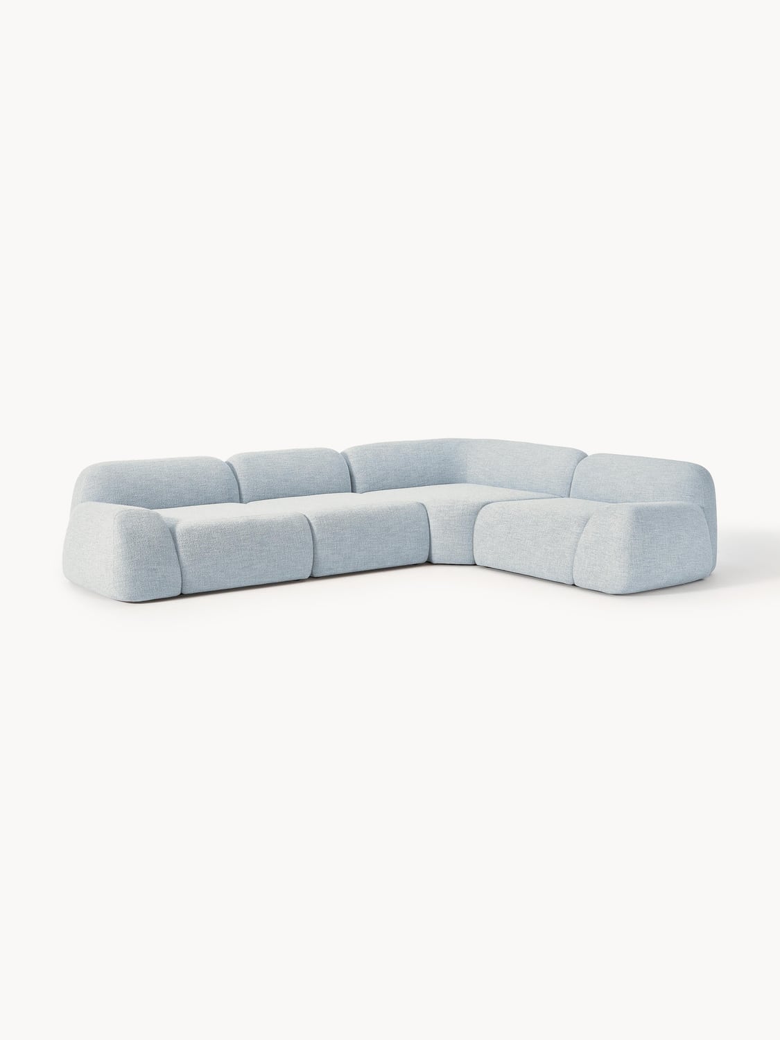 Wolke Modular Bouclé Corner Sofa (4-seater) — Light Grey