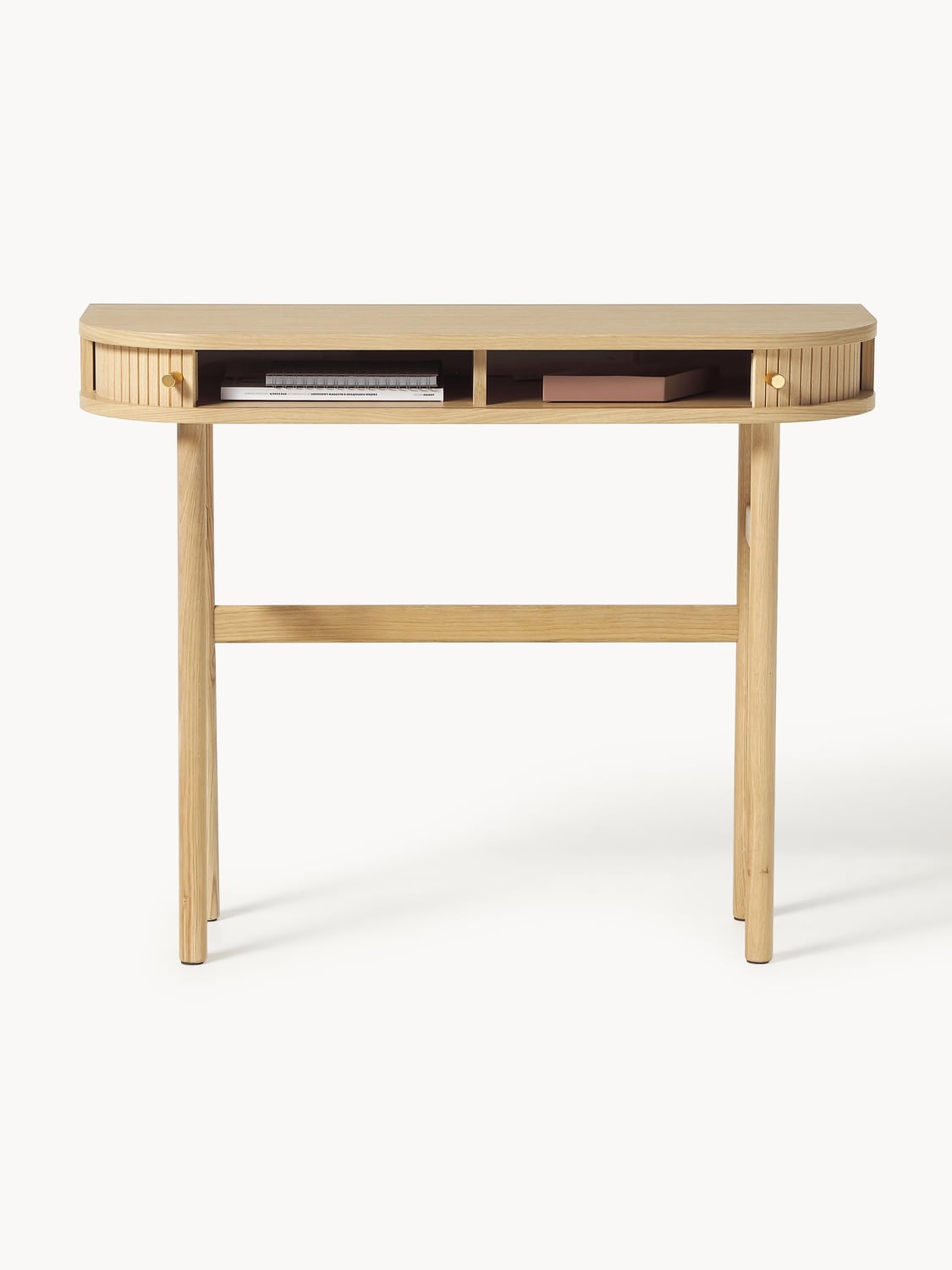 Calary Console Table with Fluted Front — Beige
