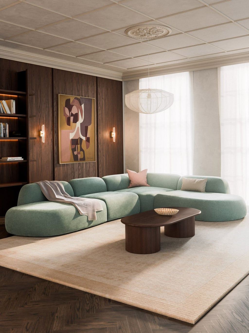 Wolke Modular XL Corner Sofa with Chaise Longue — Mist Grey