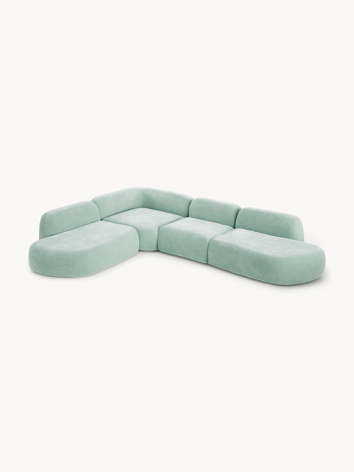 Wolke Modular XL Corner Sofa with Chaise Longue — Mist Grey