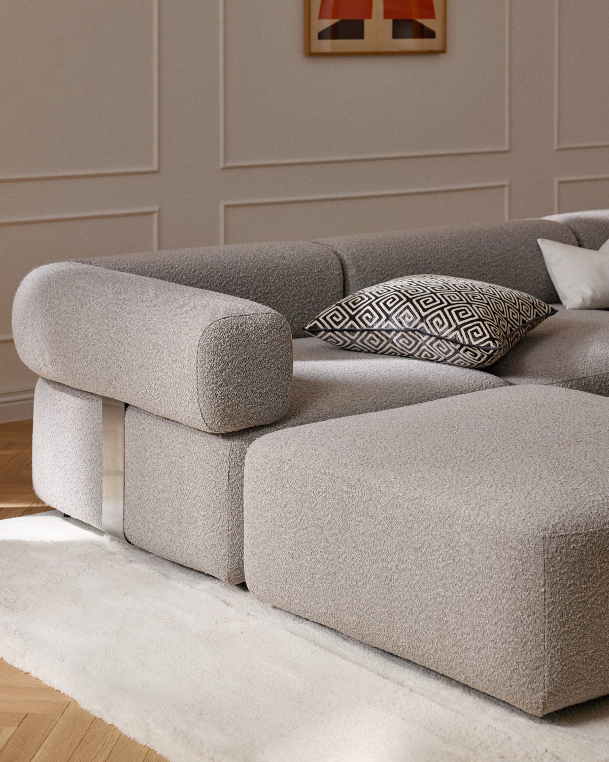Anton Bouclé Sofa Ottoman — Oatmeal