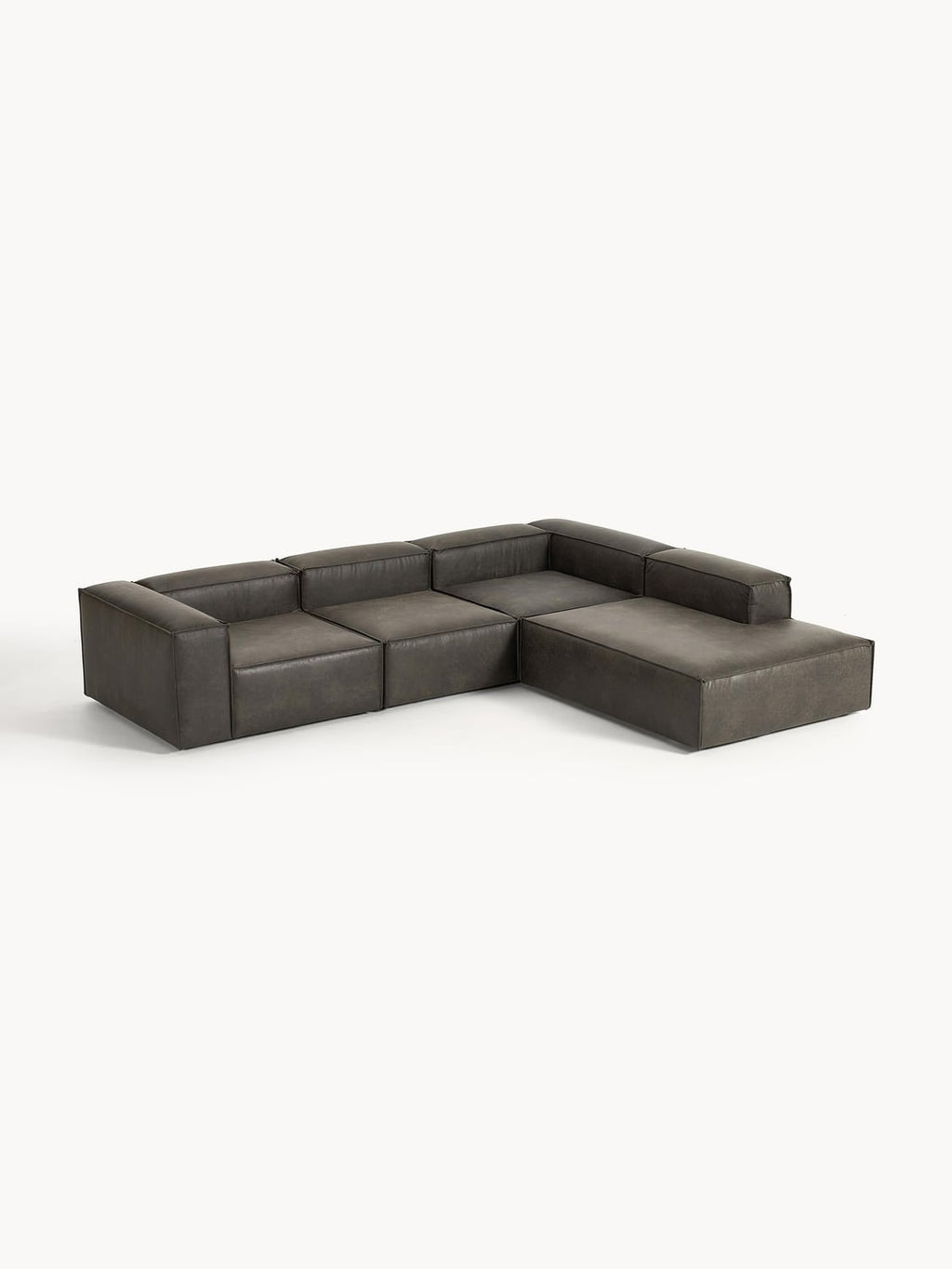 Lennon Modular XL Corner Sofa (4-seater) in Leather — Dark Grey