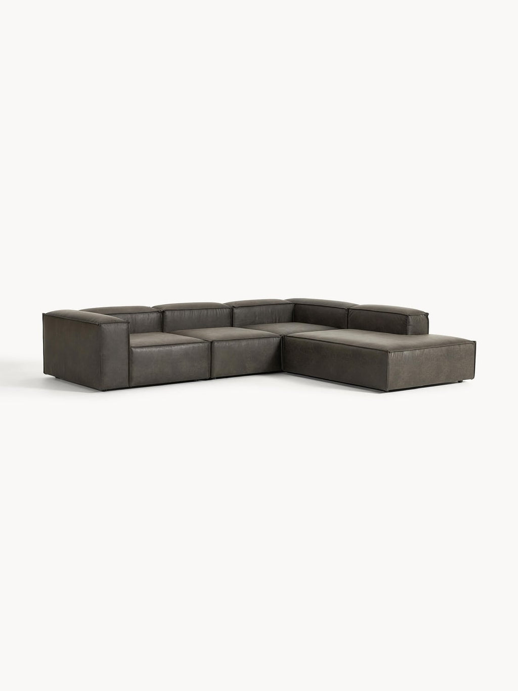 Lennon Modular XL Corner Sofa (4-seater) in Leather — Dark Grey