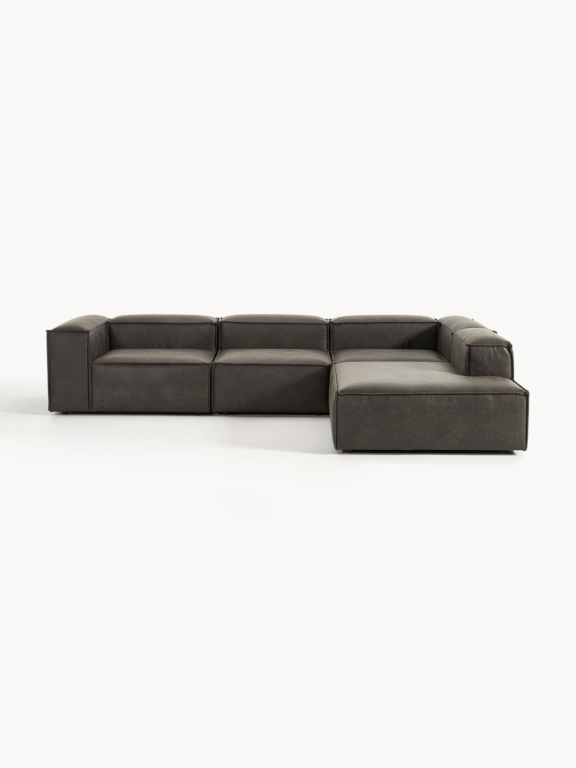Lennon Modular XL Corner Sofa (4-seater) in Leather — Dark Grey