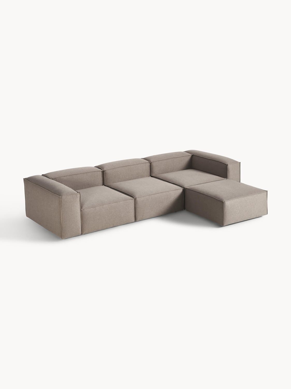 Lennon Modular Sofa (4-seater) with Ottoman (left/right) — Warm Grey